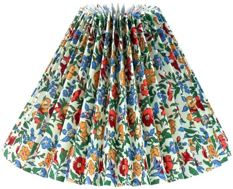 Paralume lampada da tavolo, paralume pieghettato floreale per lampade da tavolo, lampade da tavolo, 8 x 24 x 16 cm, per lampadine E27, paralume in tessuto