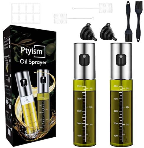 Ptyism 2 Stück Sprühflasche öl(UV-Schutz Mit Zubehör) ölsprüher,Oil Sprayer丨Oelsprüher Für Heißluftfritteuse, Salat, Grillen, Backen, Küchen Gadgets