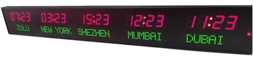 Horloge mondiale LED avec 3 niveaux de luminosité, affichage 5 villes, idéal pour les entreprises multinationales, les hôtels et les bureaux