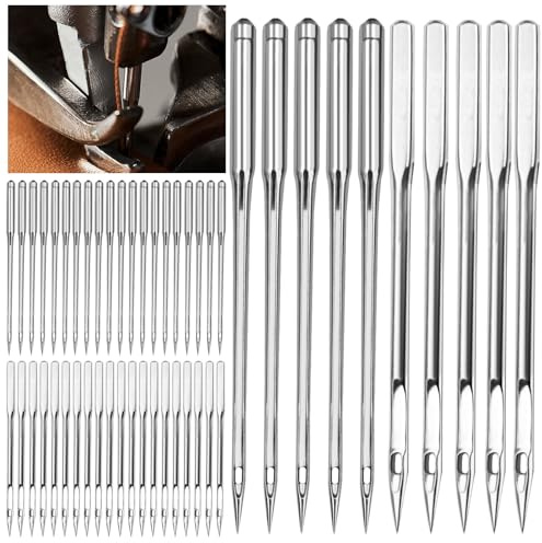 50 Pcs Size 100/16 Heavy Duty Sewing Machine Needles, Universal Fit for Home Machines, Suitable for Leather, Jeans, Canvas and Thick Fabrics