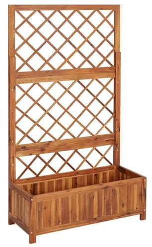 Genérico Arriate con Enrejado Madera Maciza de Acacia 85x38x150 cm,Casa y jardín,Jardín,Jardinería,Maceteros y jardineras,316542