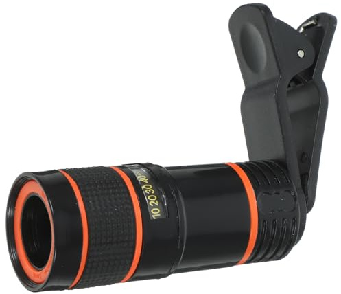 FUOYLOO Lente Telescópica para Teléfono Móvil 8X Negro Clip, Lente Macro y Gran Angular para Fotografía, Compatible Mayoría de Móviles, Adecuado para Conciertos y Turismo