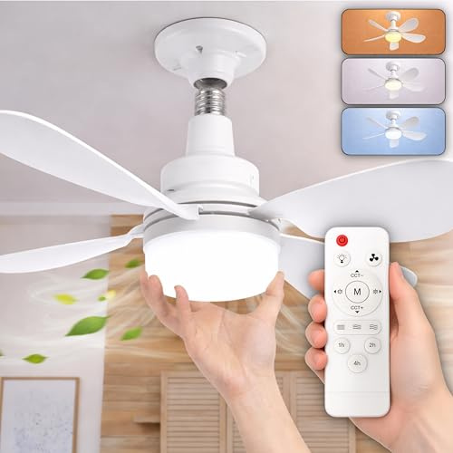CLAR - Ventilador De Techo Con Luz, Ventilador Techo Habitación Pequeña, Ventilador De Techo Pequeño, Ceiling Fan With Light