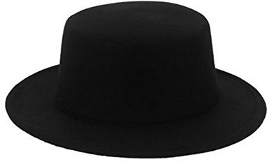 ASTRQLE Fashion Classic Black Wool Blend Fedora Hat Brim Flat Church Derby Cap