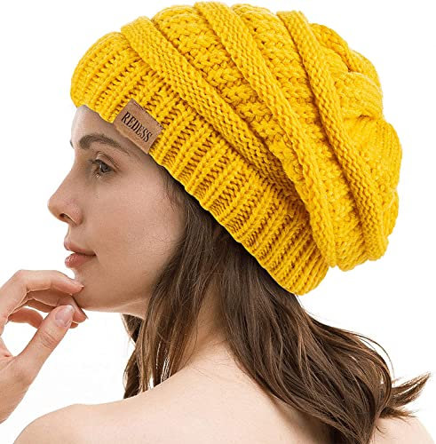 REDESS Slouchy Beanie Mütze für Herren und Damen Winter Warm Chunky Soft Oversized Zopfstrickmütze