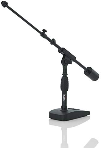 Gator Frameworks Short Weighted Base Microphone Stand with Telescopic Boom Arm and 2.5 Lbs Counter Weight; Ideal for Desktop, Recording, and Streaming (GFW-MIC-0822)