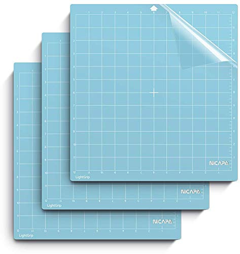 NICAPA Skärmatta för Silhouette Cameo 4/3/2/1 (Light-Grip, 30,5 x 30,5 cm) Självhäftande och självhäftande, flexibelt, halkfritt rutnät, blå, set om 3