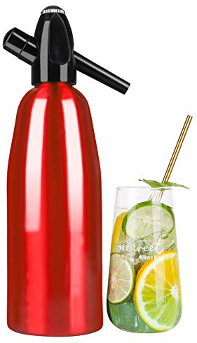 LANGSHI Soda Syphon Retro, Aluminum 1L Soda Siphon Portable Seltzer Water Maker Carbonated Soda Water Siphon Home Soda Syphon Bottle Kit