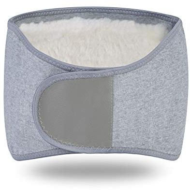 Long chauffe-reins unisexe avec doublure en peluche - Ceinture épaisse - Ceinture thermique - Élastique - Pour l'hiver - Ceinture lombaire - Ceinture ventrale - Pour soulager la douleur XL Grau