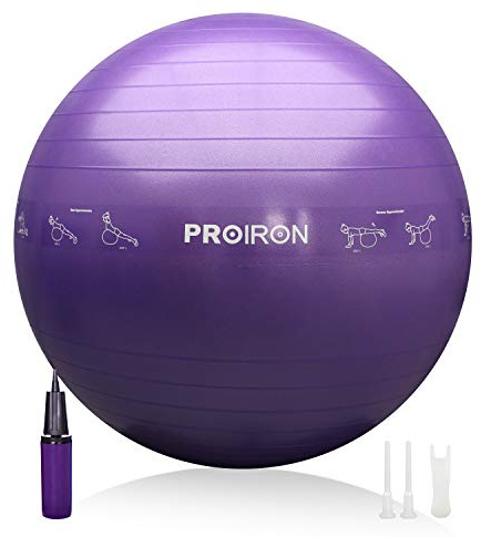 PROIRON Träningsboll 55 cm 65 cm 75 cm, gymboll mot sprickor, schweizisk boll med pump, boll för yoga, pilates, fitness