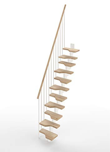 Scala Rettilinea Salva-spazio alla Marinara Mister Step Mini 11 Gradini - Altezza tra i Piani 241-285 cm. (Naturale, ACCIAIO BIANCO)