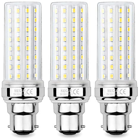 SAUGLAE Lampadine a LED da 20W, 150W Lampadine a Incandescenza Equivalenti, Bianco Caldo 3000K, 2300Lm, B22 Baionetta, 3 Pezzi