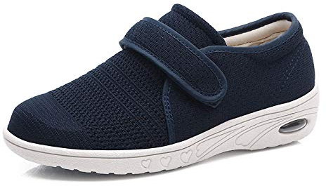 Nwarmsouth Diabetic Shoes Walking Shoe,Fertilizer widened grandma shoes, adjustable foot swelling shoes-blue_UK3.5,Plantar Fasciitis Trainers Air Shoe