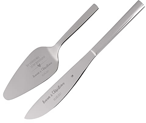Herz & Heim® WMF Tortenheber und Tortenmesser zur Hochzeit mit Gravur Gemeinsamer Weg