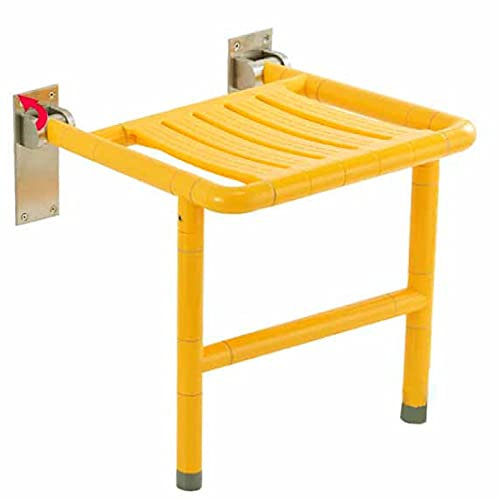 XQHDWEC Silla de Ducha abatible para Personas Mayores Plegable, Asiento de Ducha soporta hasta 350 kg Montaje en Pared para Personas Mayores, Ancianos, discapacitados, lesionados,Yellow