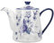 London Pottery Blue Rose Keramik Teekanne 4 Tassen / 900 ml Mandel Elfenbein Blau