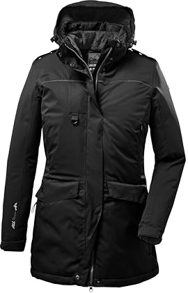 Killtec (KILAH) Women's Parka funzionale con cappuccio staccabile con zip per i proprietari di cani Ostfold WMN PRK B, Black, 44, 35614-000