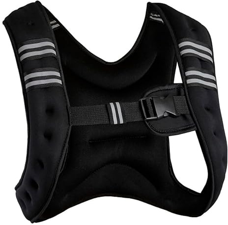 Chaleco Lastrado de 5Kg con Tira Elástica y Hebilla Regulable para Entrenamiento de Fuerza en Gimnasio o Casa - Chaleco Pesa Entrenamiento para Cossfit, Cardio – Chaleco Lastrado con Bolsillos