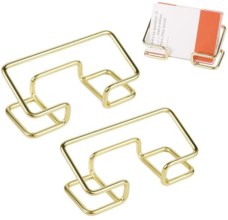 PEUTIER 2uds Soporte Tarjetas Visita, Porta Tarjetas Escritorio Metal Moderno Soporte para Tarjetas De Escritorio Organizador de Tarjetas para Escritorio Oficina de Negocios (Oro)