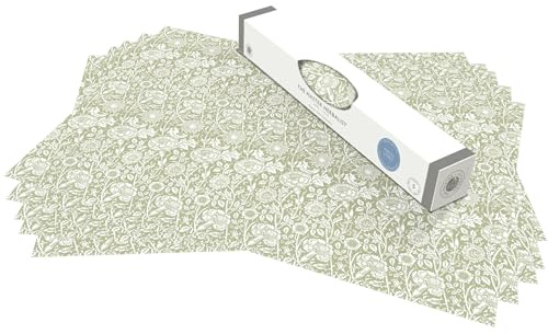 The Master Herbalist Fragrant Fresh Linen Scented Drawer Liners in a Sage Green | William Morris Design | Pack of 5 Sheets (Rolled) | Contains Essential Oils | Made in The UK