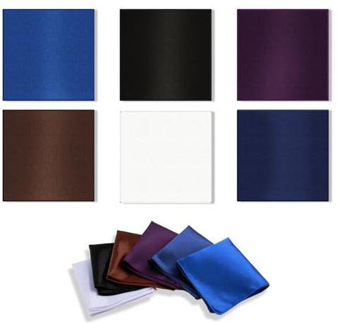 Smomend 6PCS Einstecktuch in einfarbig uni 23.5 x 23.5cm,Herren Einstecktuch halter vorgefaltet,stofftaschentücher herren,elegantes Stofftaschentuch für formelle und informelle Anlässe für Männer