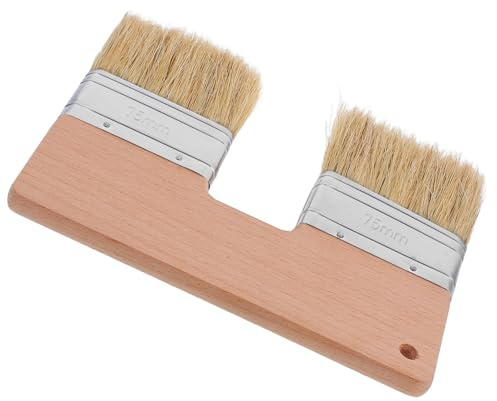 KONTONTY Pinceau Plat à Double Tête en Poils Naturels de Porc Petit Pinceau Professionnel pour Peinture à L’Huile Pinceaux Bicolores Polyvalents pour Travaux Artistiques et Bricolage