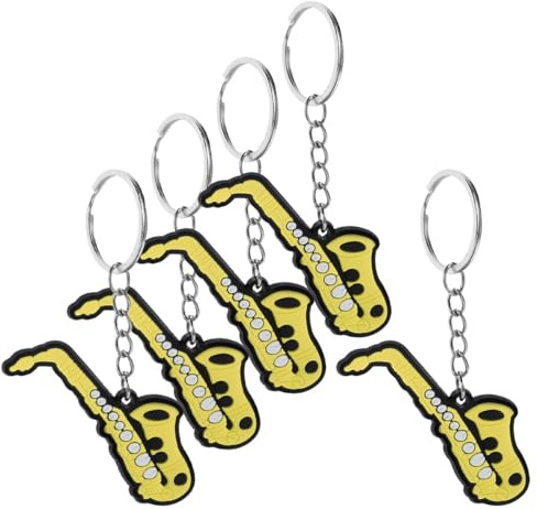 iplusmile Portachiavi Ciclista Sassofono 5 Pezzi in Pvc e Ferro, Pendenti per Strumenti, Accessori per Sax, Idea Regalo per Amanti della Musica