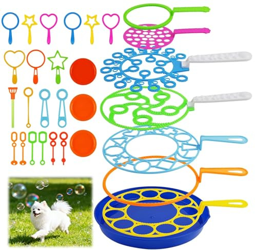 30pcs Giant Bubble Wands Set for Kids, Large Bubble Making Toys Kit with Tray, Outdoor Garden Games Activities for Toddlers Summer Party Favors