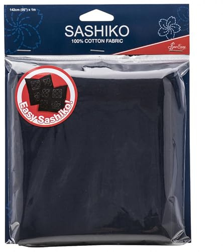 Sew Easy Sashiko Tessuto in cotone, 1 m x 1,42 m, colore navy scuro, per ricami sashiko