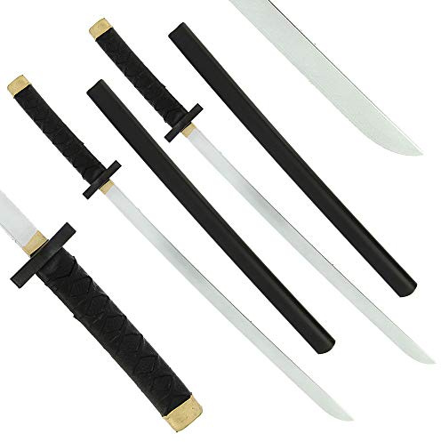 2x LARP Foam Toy Collectors Cosplay Japanese Bokken Wakizashi BENDY Swords & Sheaths