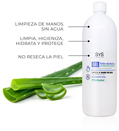 SYS GEL HIDROALCOHOLICO DESINFECTANTE SIN ACLARADO CON ALOE VERA 1000 ML