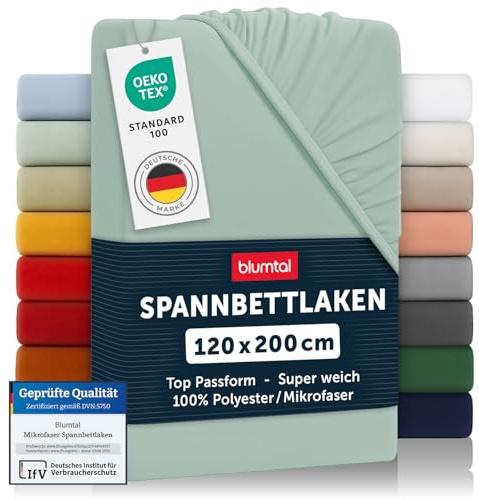 Blumtal® Spannbettlaken - Bettlaken aus Microfaser - Ökotex zertifiziertes Spannbetttuch - Spannleintuch - Summer Green / Grün - 120x200