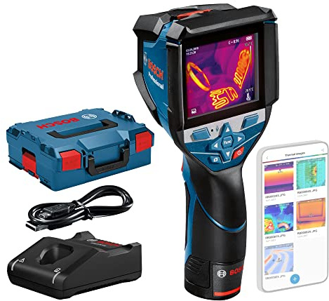 Bosch Professional 12V System Thermal Camera GTC 600 C (1x 12V Battery, w/app Function, Temperature Range: -20°C to +600°C, Resolution: 256 x 192px, in L-Boxx)