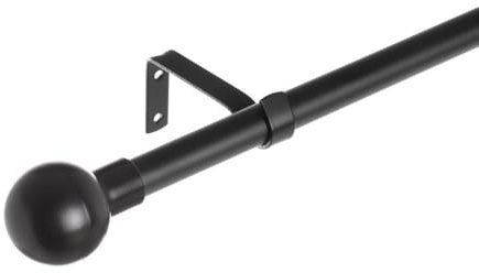 LOLAhome Set de Barra de Cortina Extensible de 160 a 300 cm, 2 escuadras y 2 terminales Negro de Metal y plástico ABS