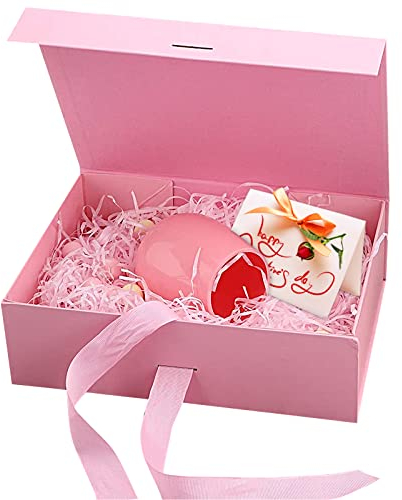 Geschenkbox mit Schleife, Geschenkbox mit Deckel 21x17x7cm, Magnetische Geschenkboxen Geschenkverpackung Box Groß Dekorative Box,Wiederverwendbare Geschenkschachtel für Hochzeiten Geburtstage Jubiläen