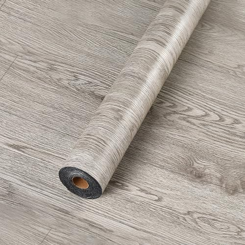 Revêtement de Sol en PVC Aspect Bois, Carreaux Adhésifs pour Sol en Vinyle - Épaisseur 0,15cm - Antidérapant - Imperméable - Panneaux Muraux, 40x300cm - 1,2m²(Bois Gris)