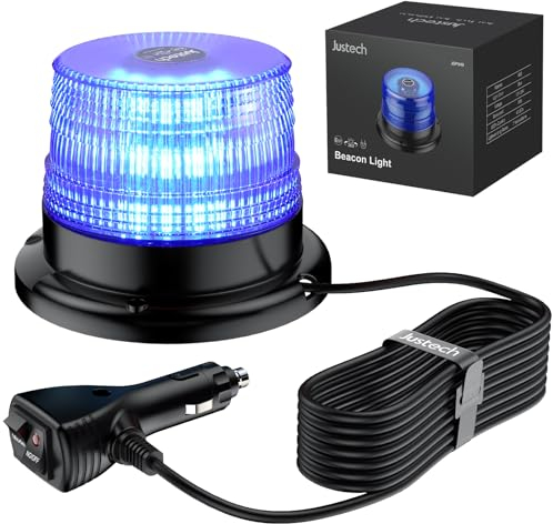 Justech 40W Rotativo Luz LED Estroboscópica Impermeable IP67 Luz Emergencia Coche Homologada 7 Modos de Flalsh con 5m Cable para 12V/24V Vehículo Camión Remolque Tractor