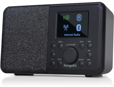 MangoKit SR10 WiFi Internet Radio, Podcast Player, Bluetooth Speaker, Portable FM Radio, Color Display,Dual Alarms, Presets,Application Control Support-Black