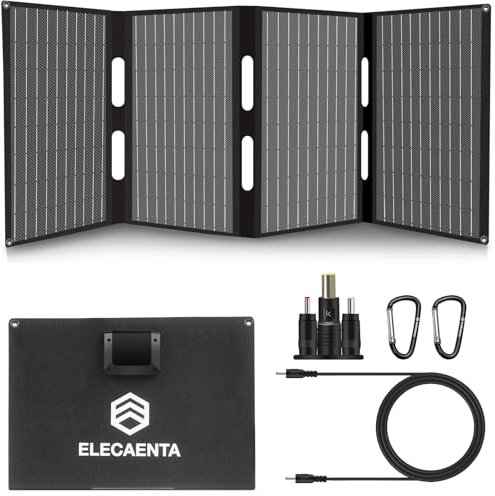 ELECAENTA 40W ETFE Solar Ladegerät Faltbar Solarmodul 3-Port, 18V DC/USB/USB-C PD30W, Tragbare Solarpanel Ladegerät IP68 Wasserdicht für iPhone, Andriod Handy, Tablets, Powerstation