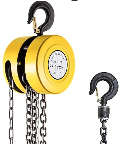 VEVOR Palan à Chaine Manuel 1 T Bloc de Chaîne à la Main Durable en Acier Levage Maximale de 6 m, 1000 kg Bloc d'Extracteur Fiable avec Crochet de Sécurité pour Usine Entrepôt Quais Lever Charge Lourd