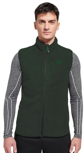 ATHL DPT. Gilet funzionale in pile da uomo, senza maniche, con chiusura lampo, per attività all'aria aperta, verde, XL