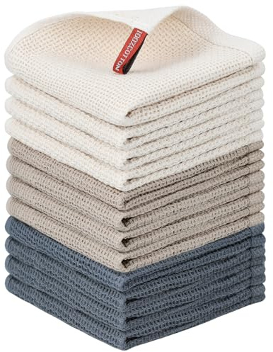 Nialnant Paquete de 12 paños de cocina, 100% algodón, toallas de cocina para lavar platos, trapos de limpieza de cocina suaves y absorbentes - 30,5 x 30,5 cm