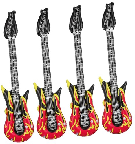 iplusmile 4piezas Guitarra Inflable Portátil para Fiestas y Decoración Juguete Inflable Divertido Playa Instrumento Reutilizable Adultos