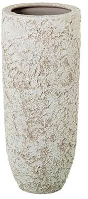 DRW Jarron de Suelo de Ceramica en Blanco Rustico 60x26x26 cm