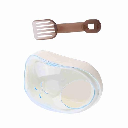 Xiuganpo Husdjur Hamster Badrum Toalett Kattlåda Slitstark Plast Bastu Toalettrum Blå Rosa för Hamster Råtta Mus med Spade för små Husdjur (Blå)