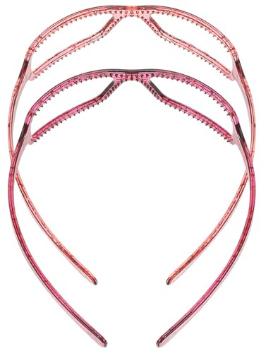 IWOWHERO Lot de 2 Bandeaux pour Cheveux Femme Imitation Lunettes Accessoire Coiffure Artistique Maintien Confortable pour Soin Visage et Maquillage Couleurs Rouge Clair et Rouge Foncé