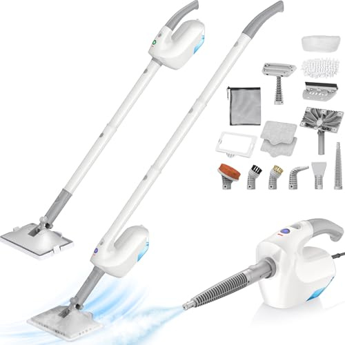 Upgraded Steam Mop with Detachable Handheld Steamer, Multi & Up 10-in-1 Steam Cleaner with 350ml Tank,10s Heat-Up, 7M Cord, 120℃ 1300W Powerful Floor Steam Mop for Hardwood Floors, Grout, Carpet