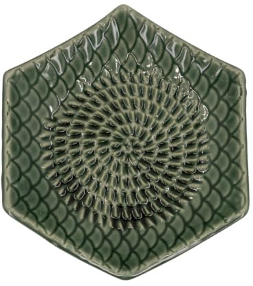 Kaladia keramisk rivjärn hexagon – keramisk hyvel enfärgad – köksrivjärn perfekt för ingefära, parmesan, choklad etc. – i mörkgrön – mått: 12 x 3 cm – handgjord och handmålad – Tillverkad i Spanien