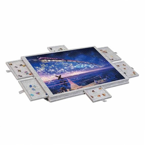2-in-1 Non-Slip Tilting Jigsaw Puzzle Board with 6 Drawers for 1000 Pieces | Stand & Cover, Lightweight