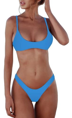 Bikiniset for Kvinnor Dam Push-Up Vadderad BH Bandage Bikini Baddräkt Badkläder, Grön, S(Blue,L)